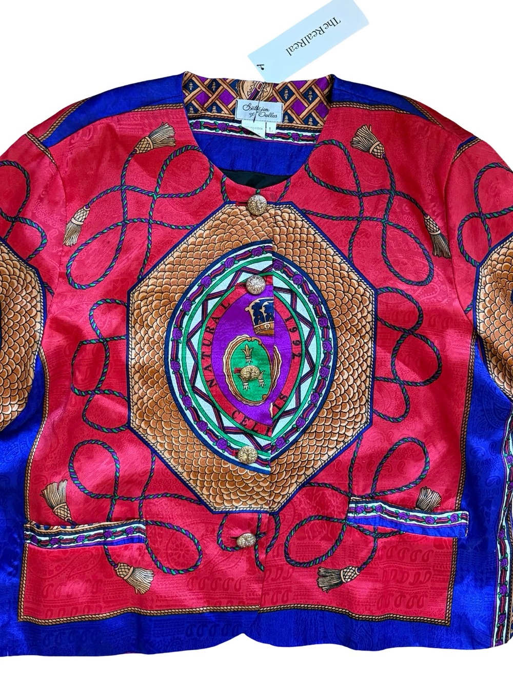 CELINE Scarf Vintage Multicolor Printed Jacket - Picture 2 of 7